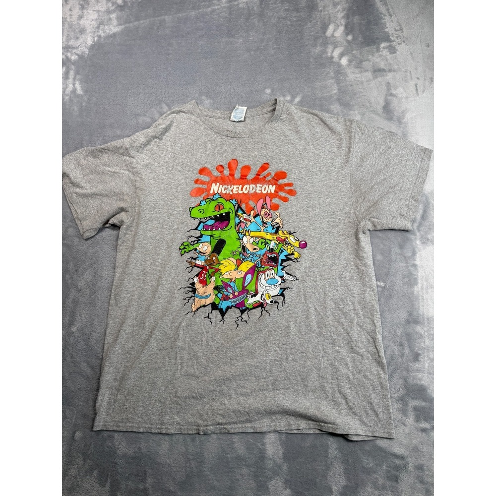 VTG Delta Pro Weight T Shirt Men XL Heather Gray Nickelodeon Graphic Cartoon 90s